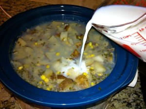 Crockpot Potato, Corn and Cheese Chowder