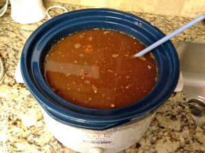 Place all ingredients in crockpot and cook on high for approx 6 hours.