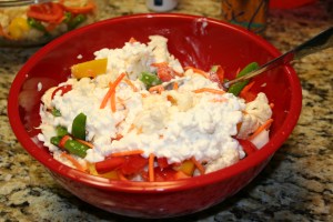 Stir in the cottage cheese.