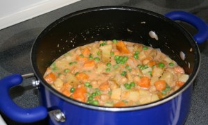 Mix the curry paste/coconut milk mixture into the pot and add the remaining 3/4 cups of coconut milk. Mix together and let cook for approx 5-10 minutes.